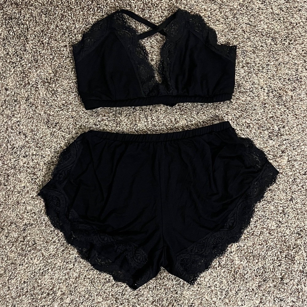 Foxblood Lace Bralette Sleep Set